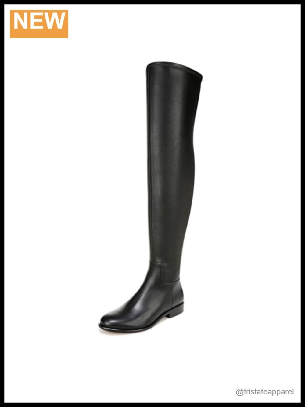 Vince Cody Leather Over-the-Knee Boots Round Toe Stacked Heel Zip